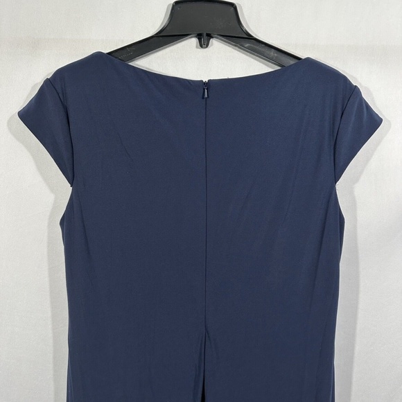 NEW $298‎ IEENA by Mac Duggal [ 12 ] Cap Sleeve V-Neck Jersey Gown in Navy - Picture 12 of 15